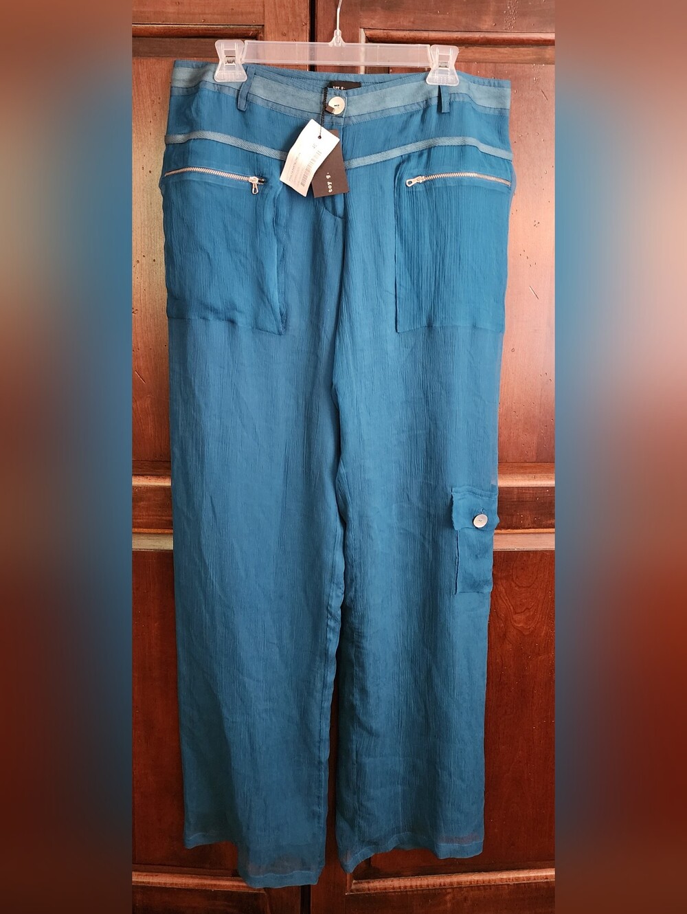Toy G. Italian 100% Silk Crepe Lined Cargo Pants - US10